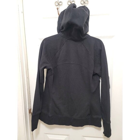 Athleta Black Zip-Up Hoodie Sweatshirt With Drawstring Hood Size L - Picture 4 of 16
